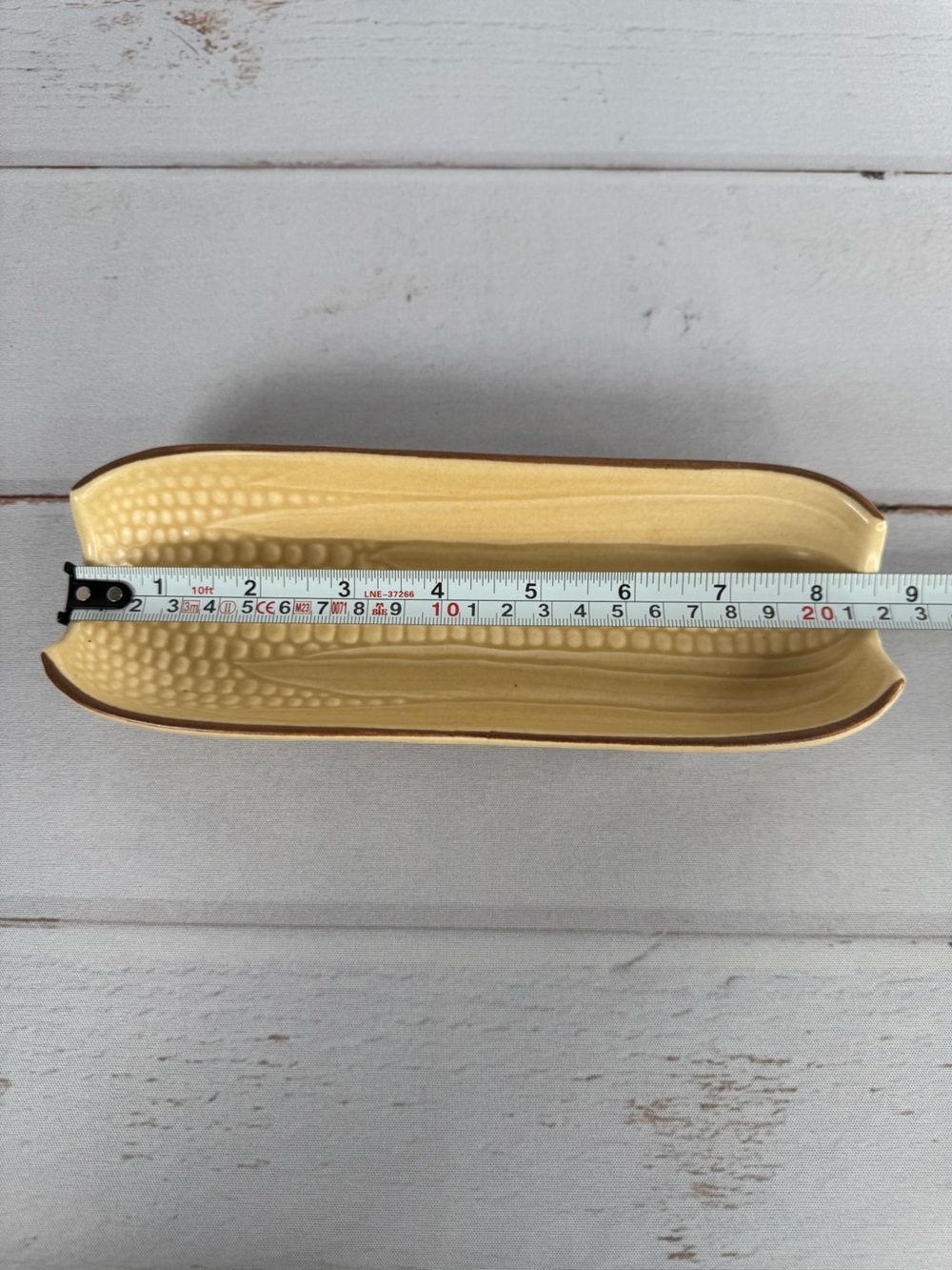 Vintage Pfaltzgraff Village Corn on the Cob Relish Dish #46 Cream Brown Trim - Picture 6 of 9